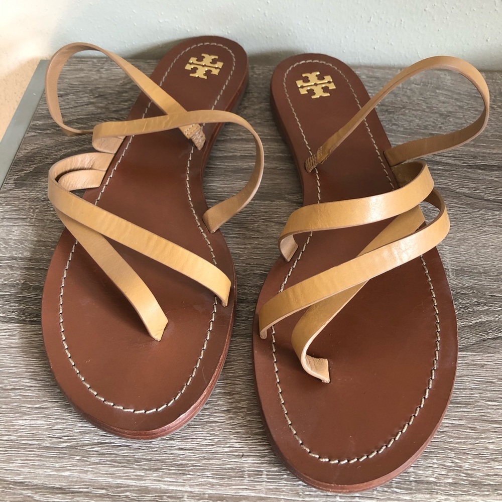 Tory Burch Patos Strappy Leather Thong Sandals 10